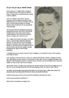 A preview of a PDF biography for Green, Cyril Vincent